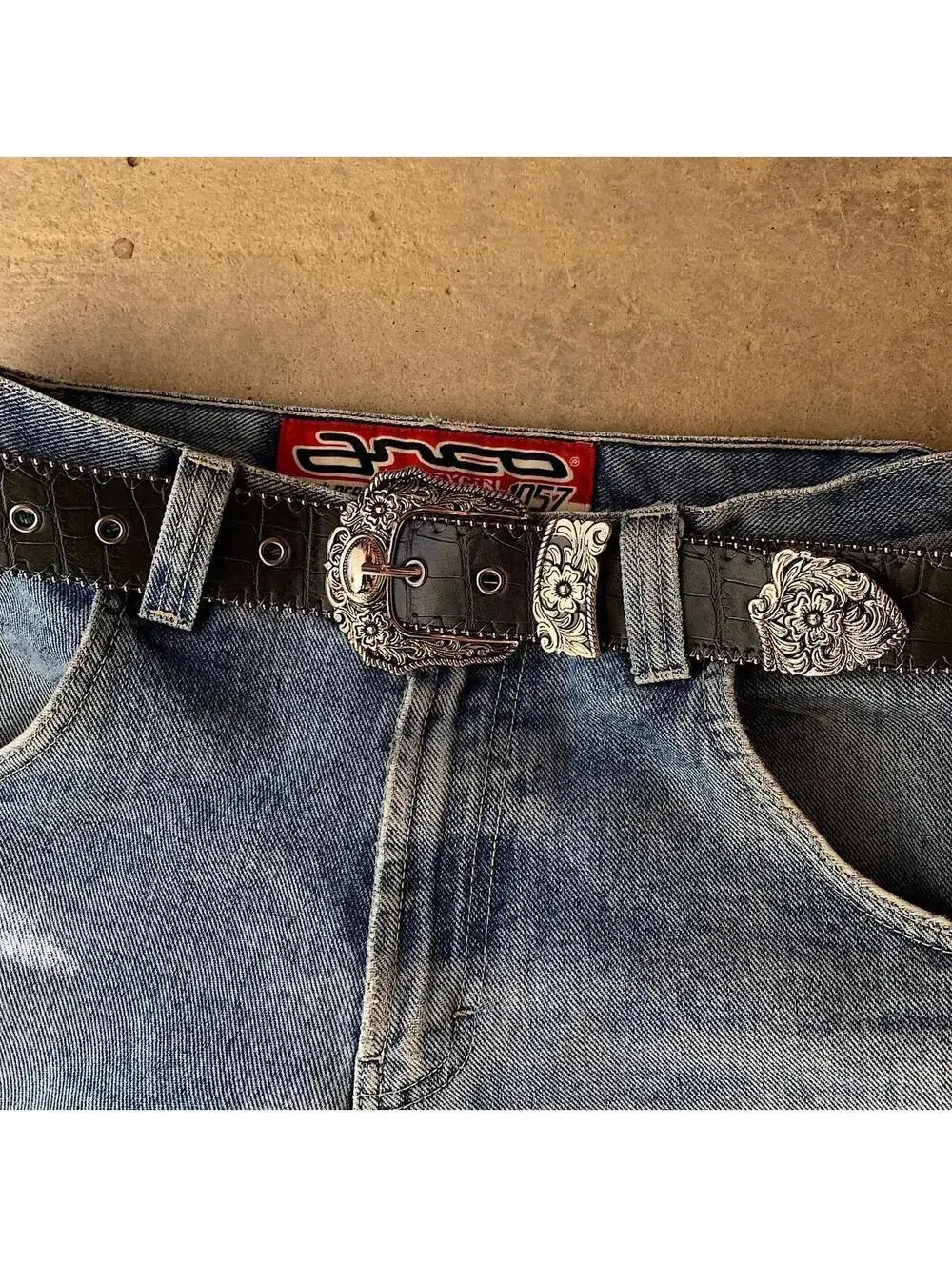 Y2K Western Boho Blue Navy Belt 38.5 Inch Unisex